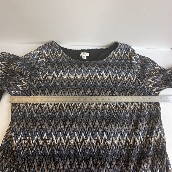 Cato Mini Sheath Dress Womens 22/24W Chevron Zig Zag‎ Knit Pullover Black Hem - Picture 7 of 8